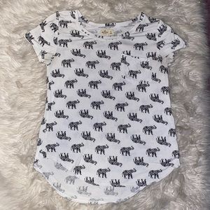 Hollister white/black elephant short sleeve shirt